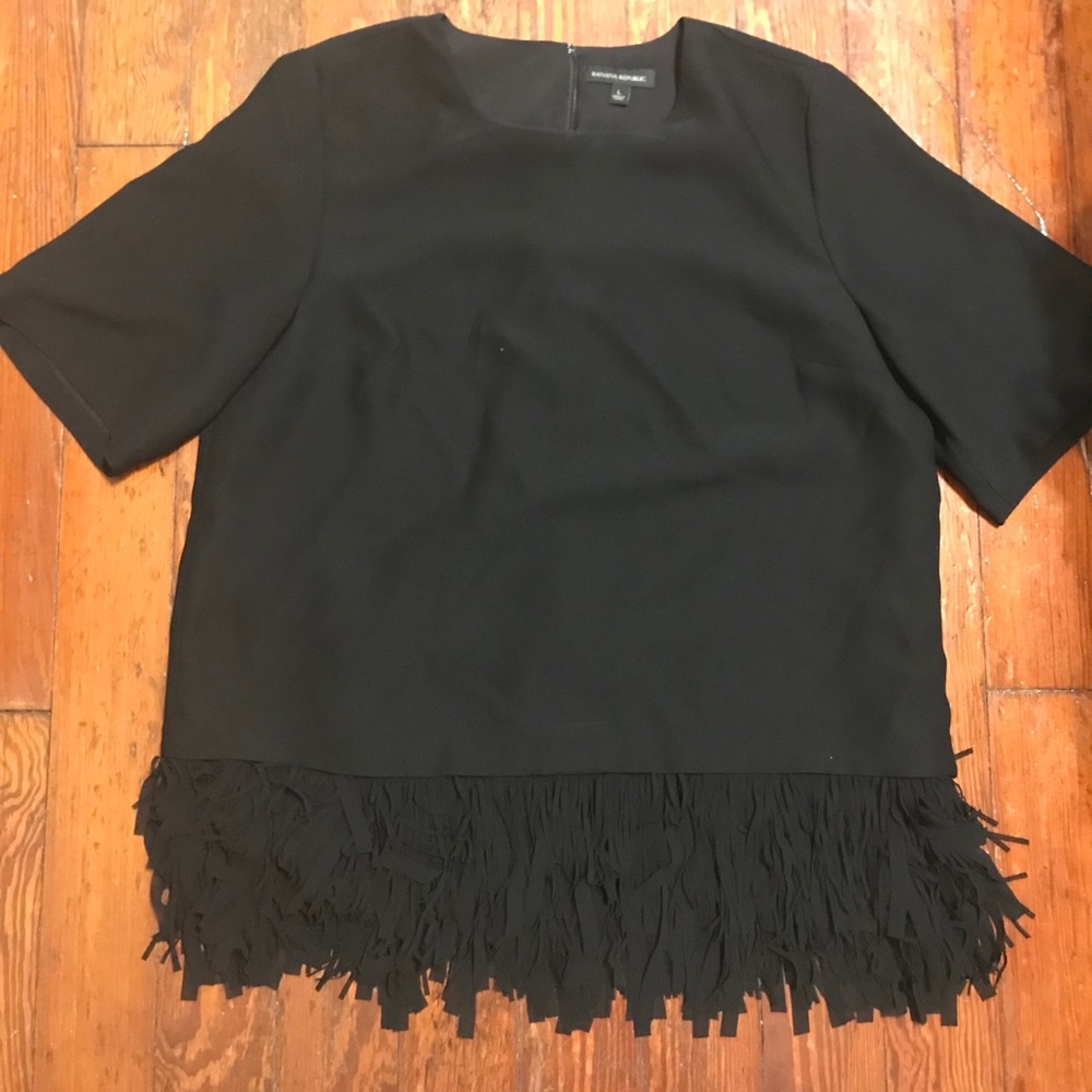 Banana Republic Black Fringe Top Size Large